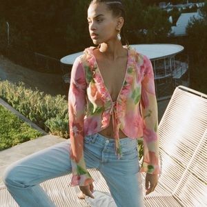 With Jean flower blouse